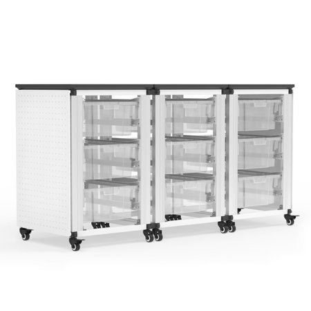 LUXOR Modular Classroom Storage Cabinet - 3 side-by-side modules with 9 large bins MBS-STR-31-9L